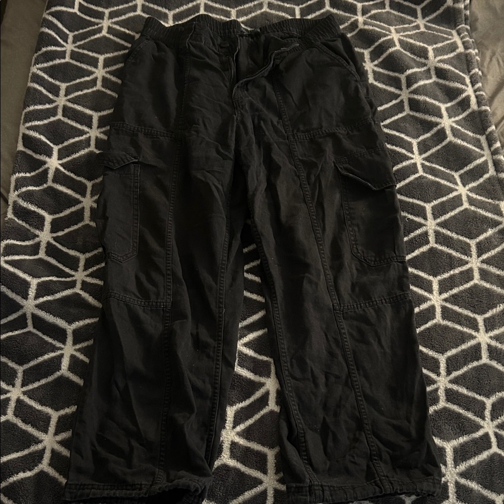 Aeropostale Black Cargo Jumpsuit-Style Pants
